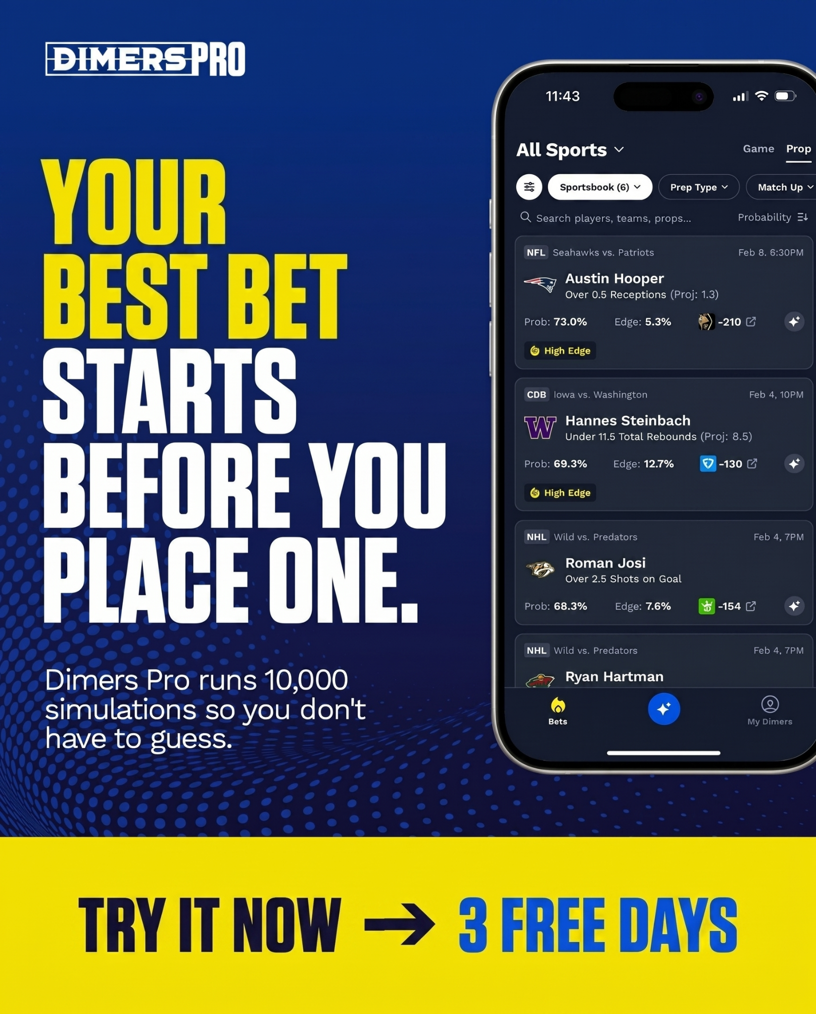 Dimers Facebook ad: Bet Smarter With Real Data