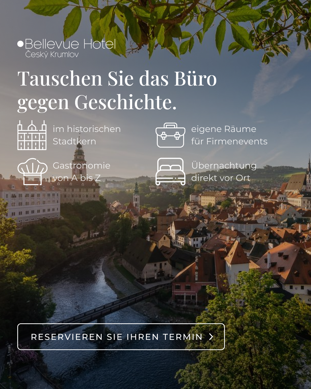 Bellevue Hotel Český Krumlov Facebook ad: Firmenfeier im Herzen von Krumlov