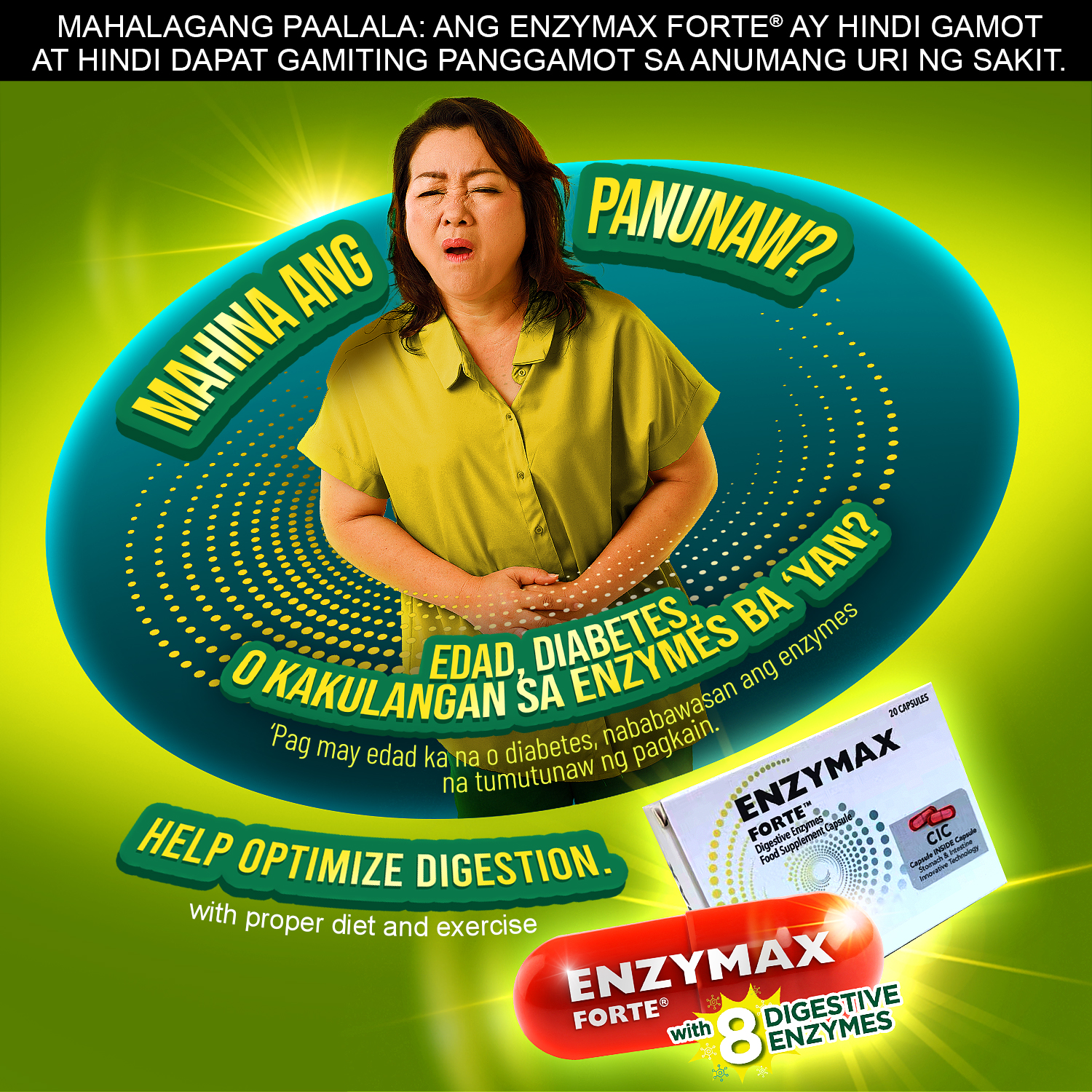 Pharex Health Corp. Facebook ad: Optimize Digestion with Enzymax Forte