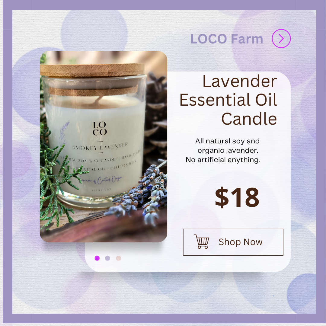 LOCO Farm Facebook ad: Unwind with Our Hand-Poured Scents