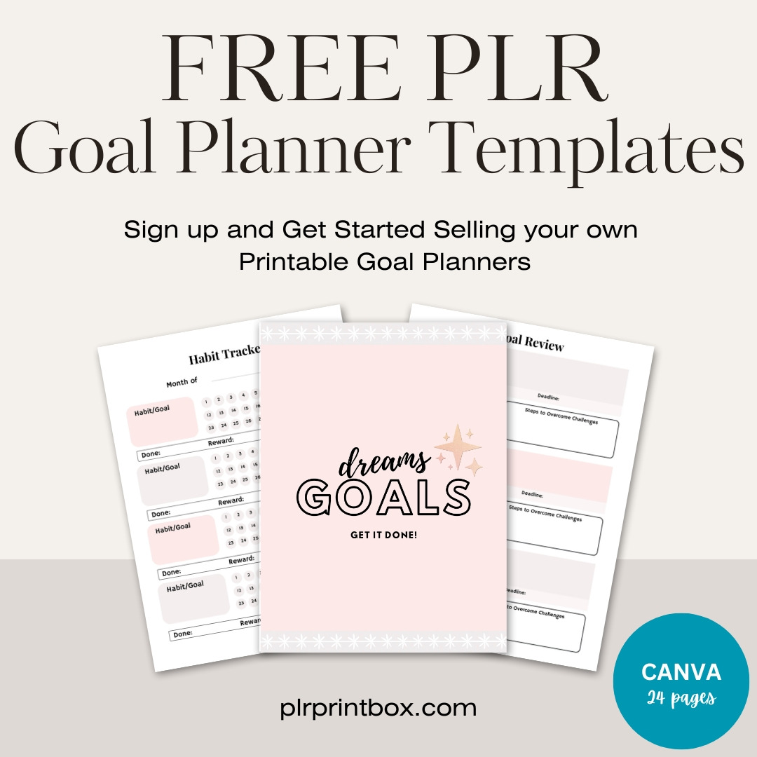 PLR Printbox Facebook ad: Quick and Easy Printable Products Goal Planner Templates PLR