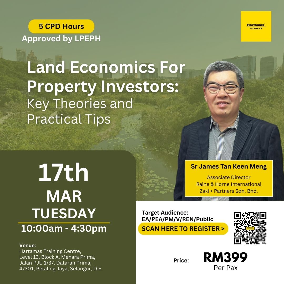 Hartamas Academy Facebook ad: Land Economics for Property Investors: Key Theories and…
