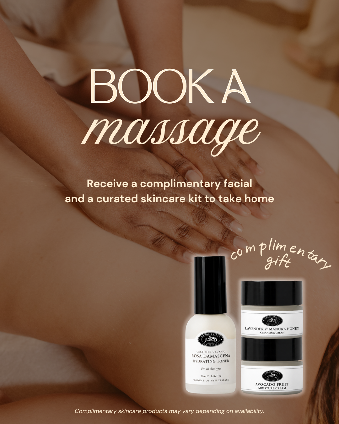 CAROL PRIEST Facebook ad: Complimentary facial & skincare kit