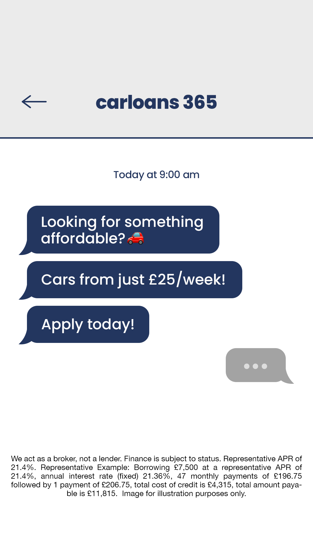 Carloans 365 Facebook ad