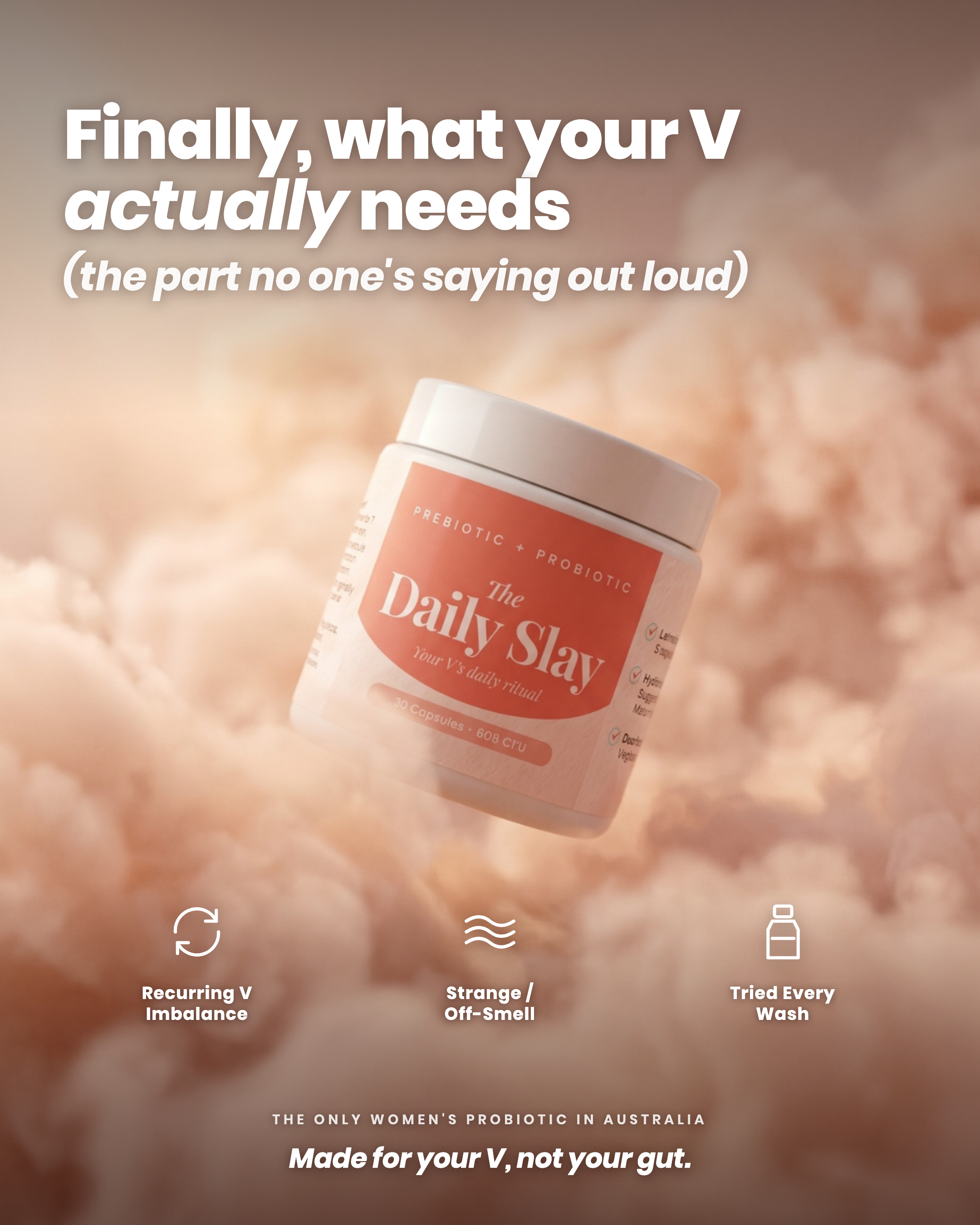 Peachy Fresh Facebook ad: Made for your V, not your gut