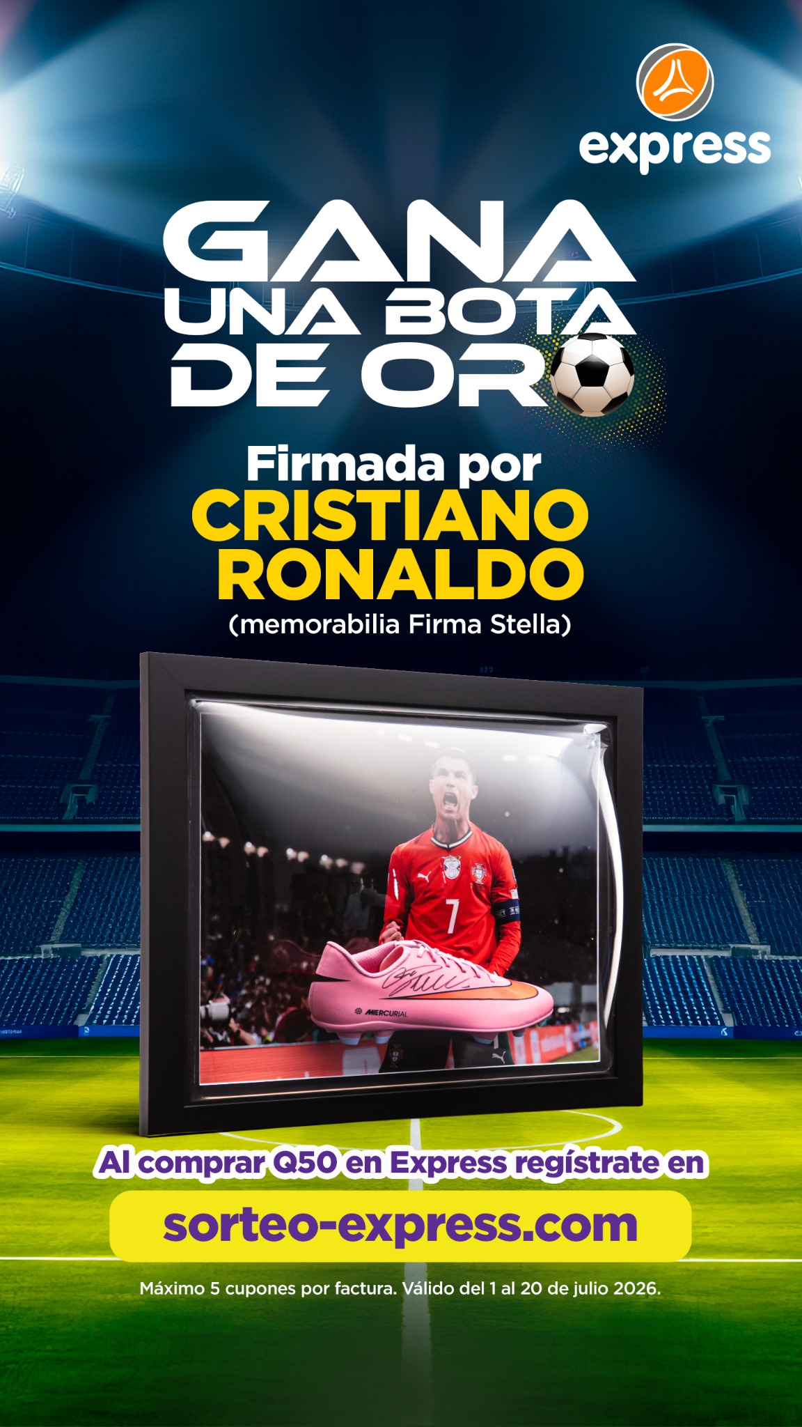Express - Tienda de Conveniencia Facebook ad: ¡Gana una bota de oro firmada por Cristiano…