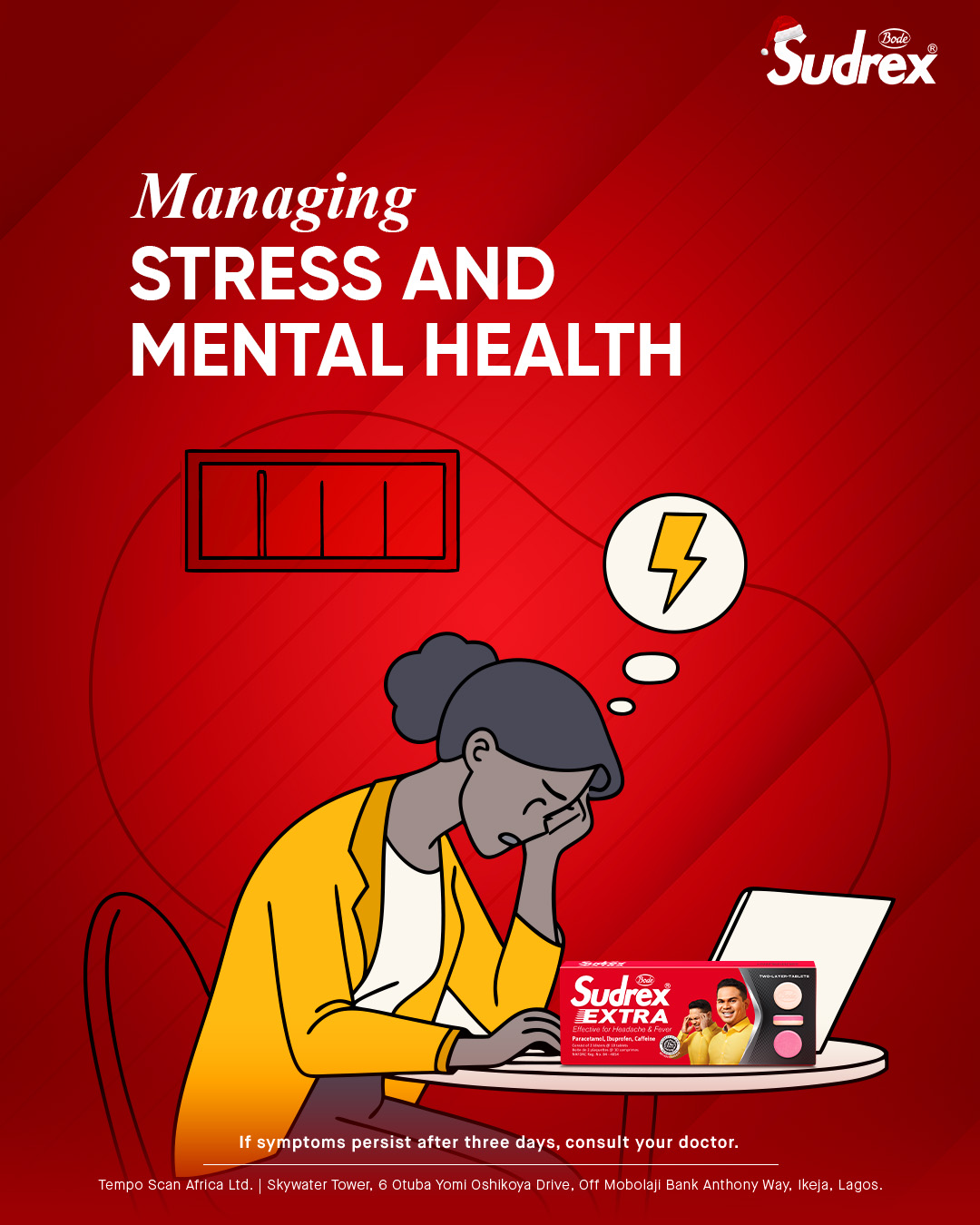 Sudrex Nigeria Facebook ad: Take breaks, breathe, and don’t forget to care…