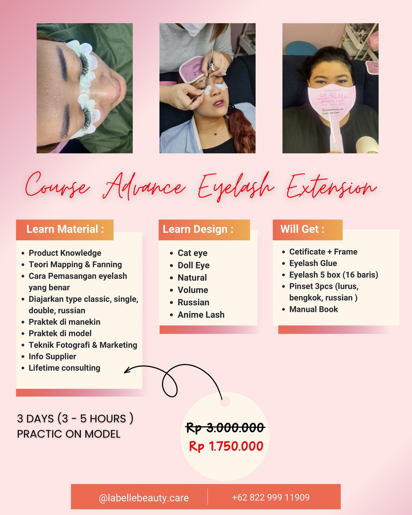 Labelle Beauty Care Facebook ad: PROMO COURSE EYELASH EXTENSION PRIVATE