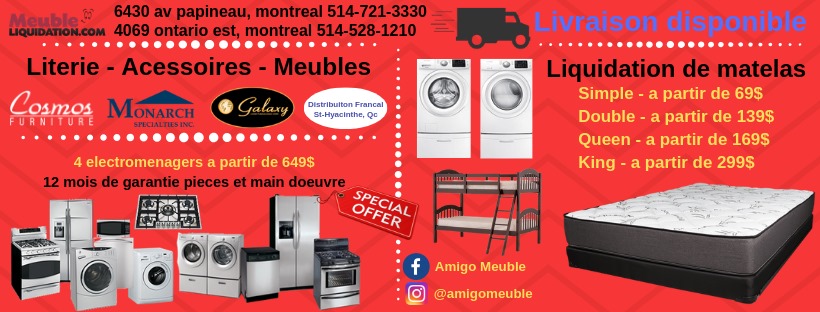 Amigo meuble Facebook ad: Au service de la communauté montréalaise depuis plus…