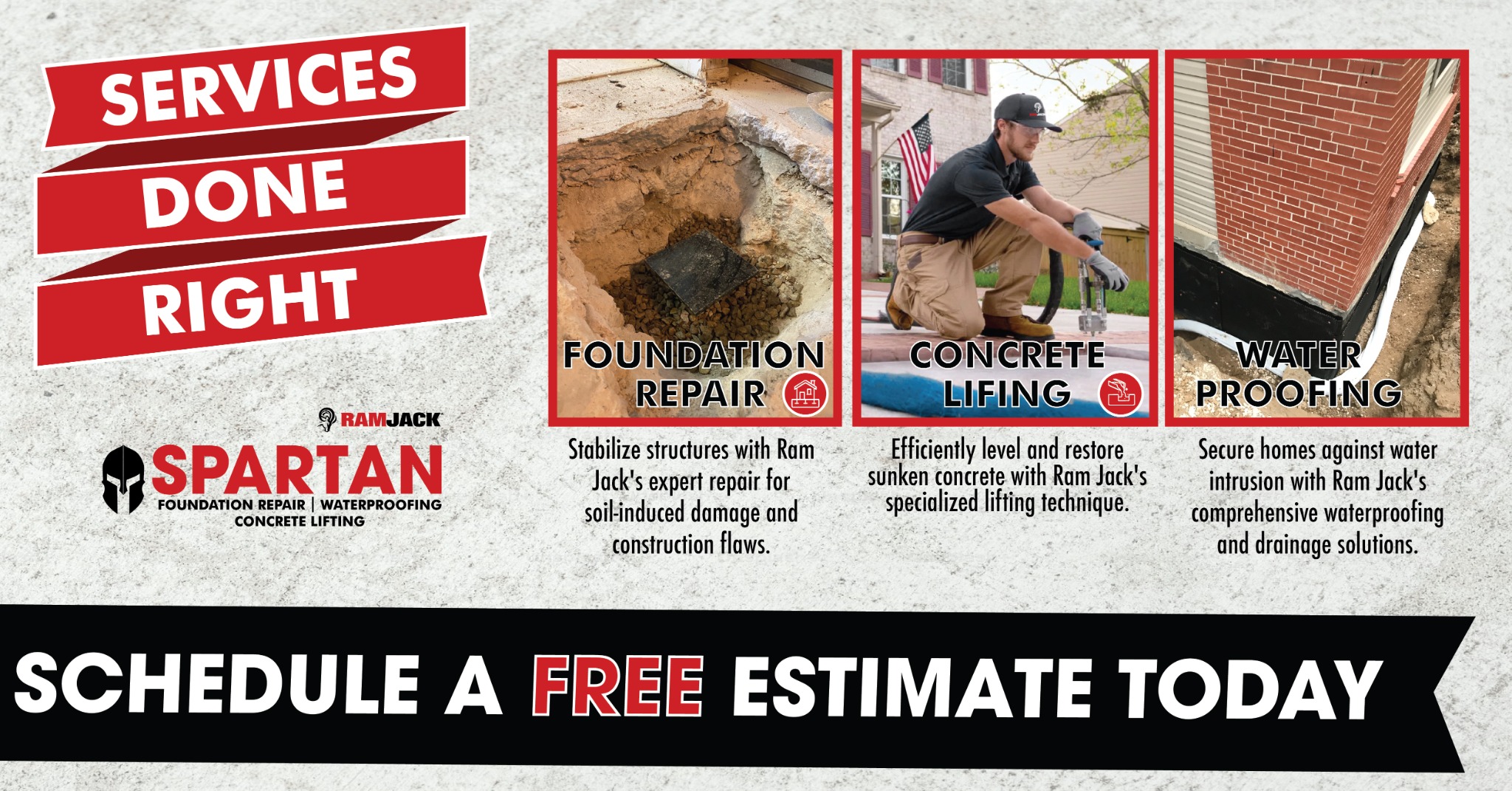 Spartan Ram Jack Foundation Repair and Waterproofing Facebook ad from Jun 26, 2025