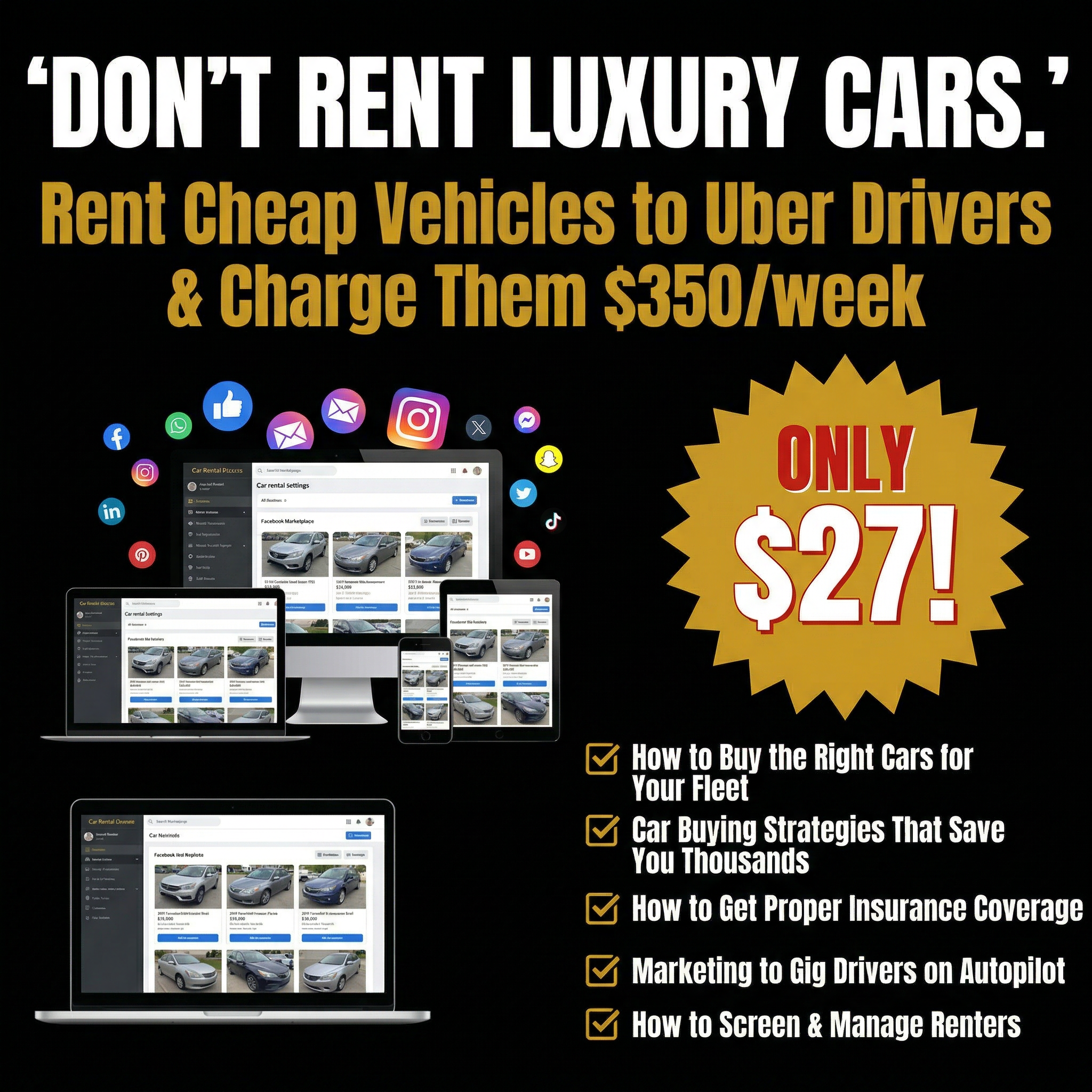 MTB Car Rental Academy Facebook ad: Don’t Rent Luxury Cars. Do This Instead.