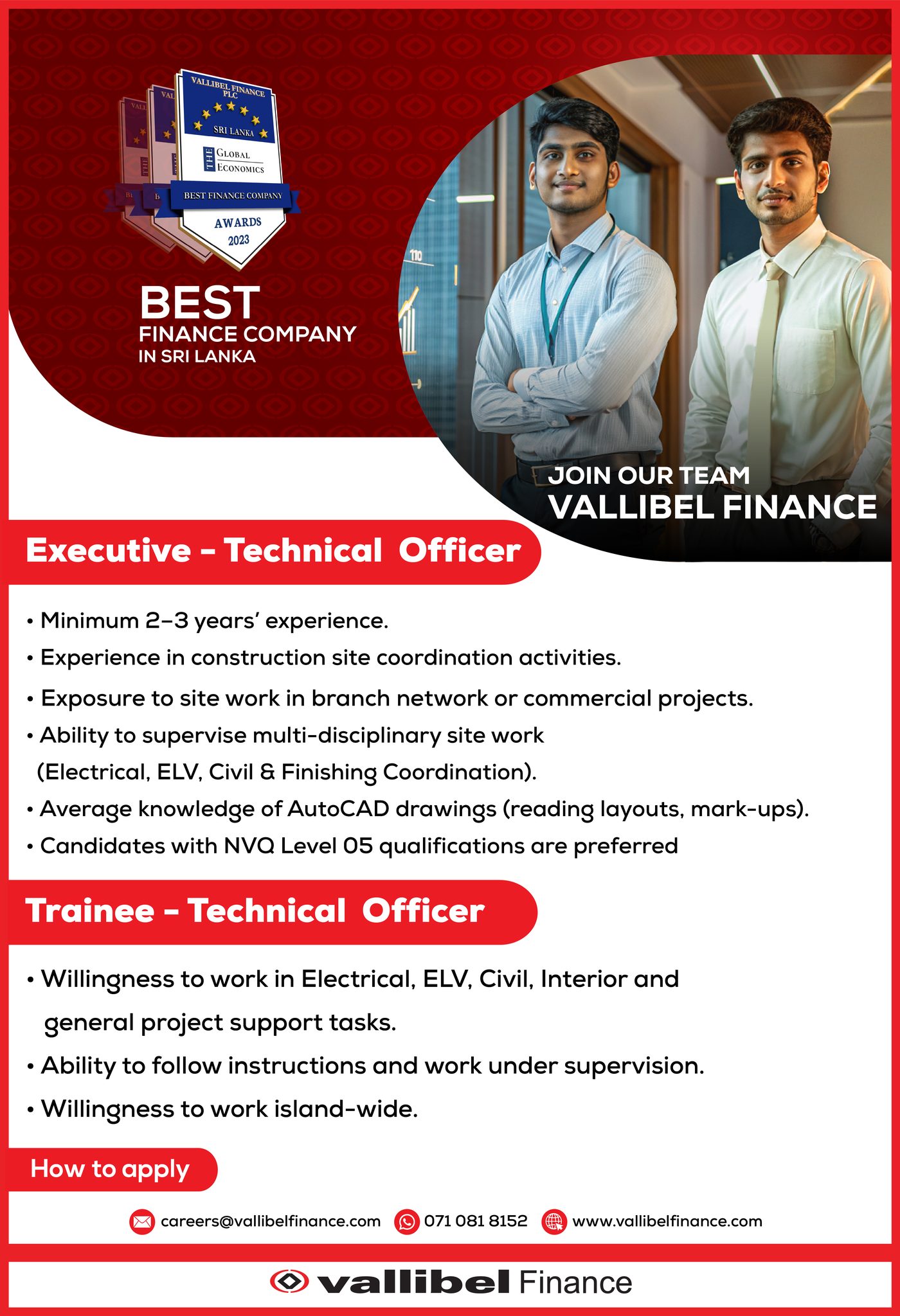 Vallibel Finance PLC Facebook ad: JOIN OUR TEAM!