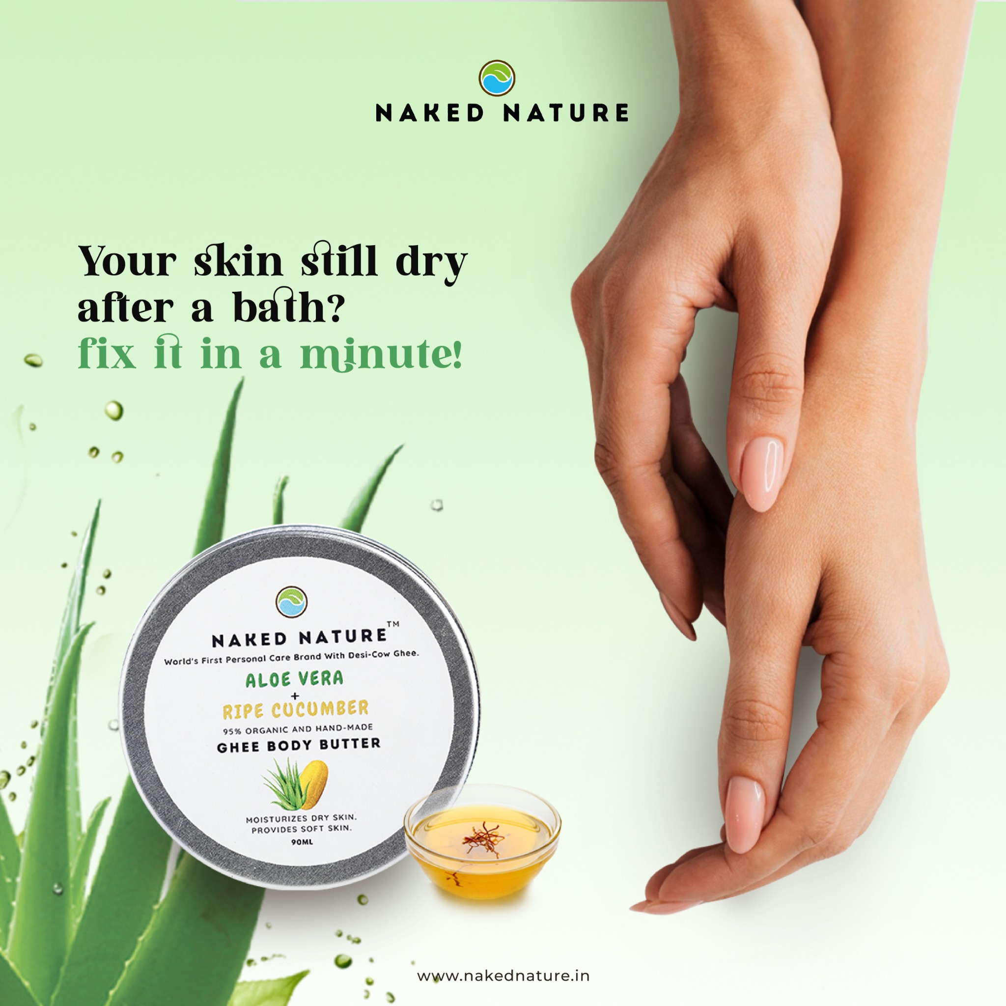 Naked Nature Facebook ad: Deep Moisture for Dry Skin