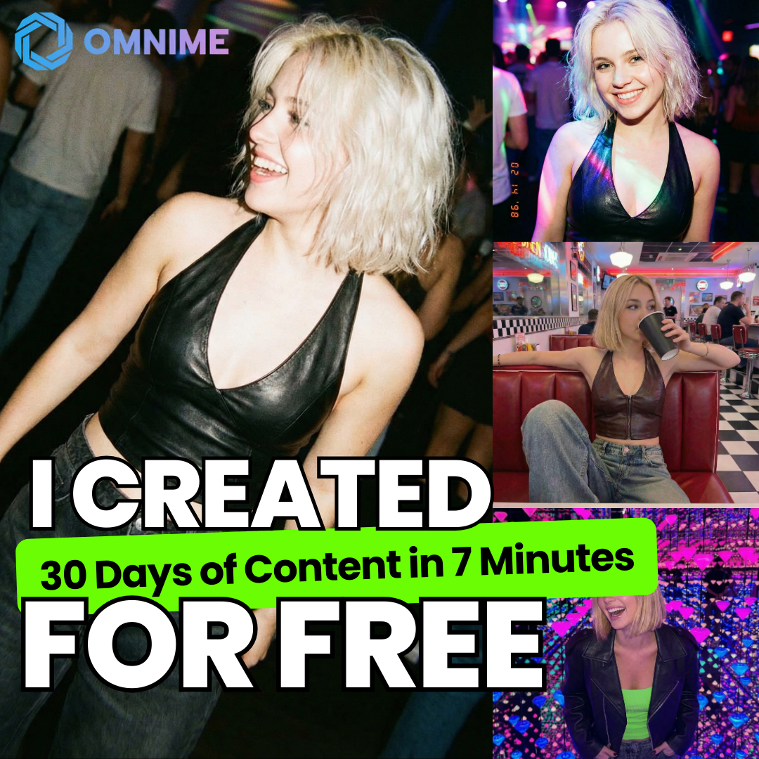 Omnime AI Facebook ad: Creators: Generate a Full Month of Content in 7 Minutes…