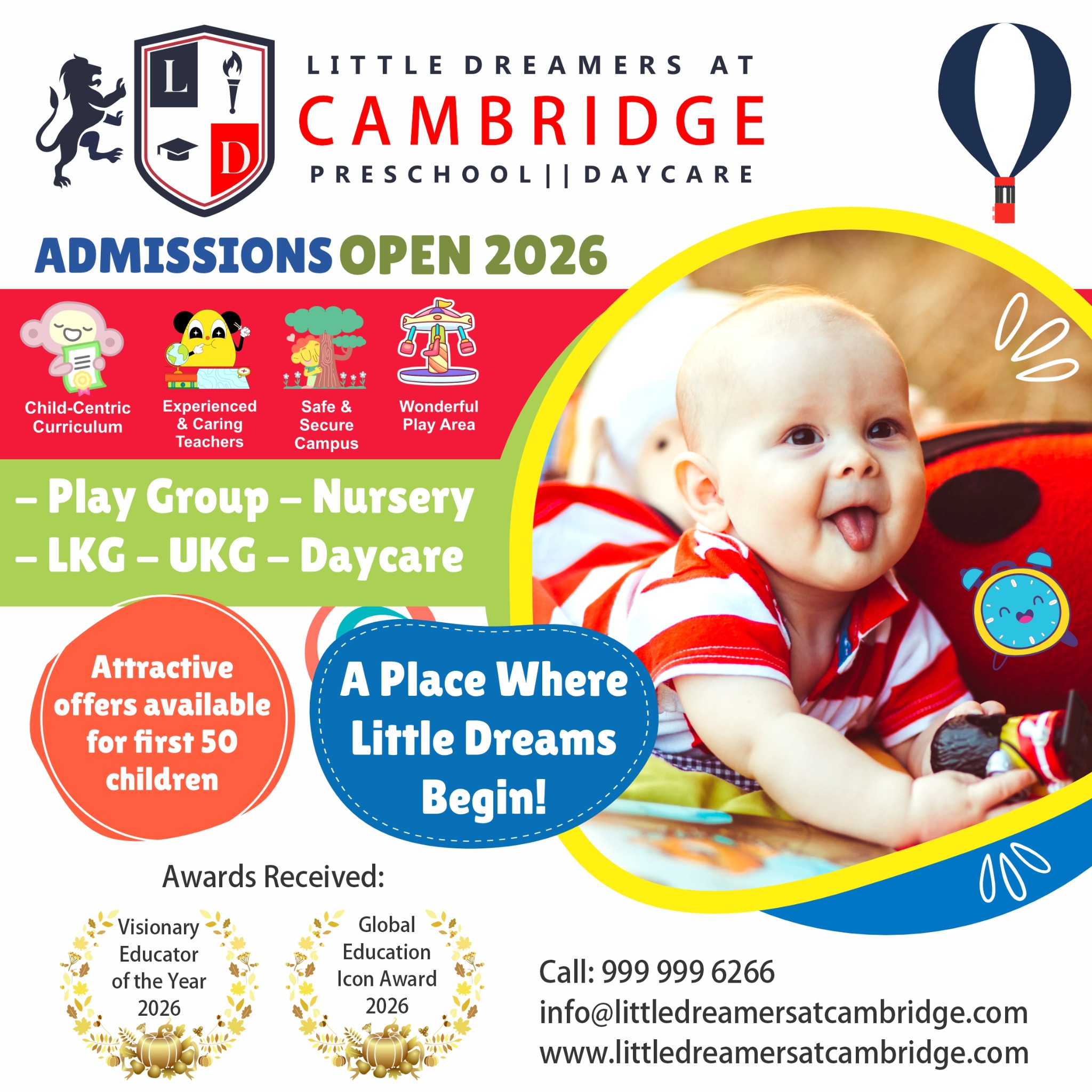 Little Dreamers at Cambridge Preschool And DayCare Facebook ad: ADMISSIONS OPEN | SESSION 2026-27
