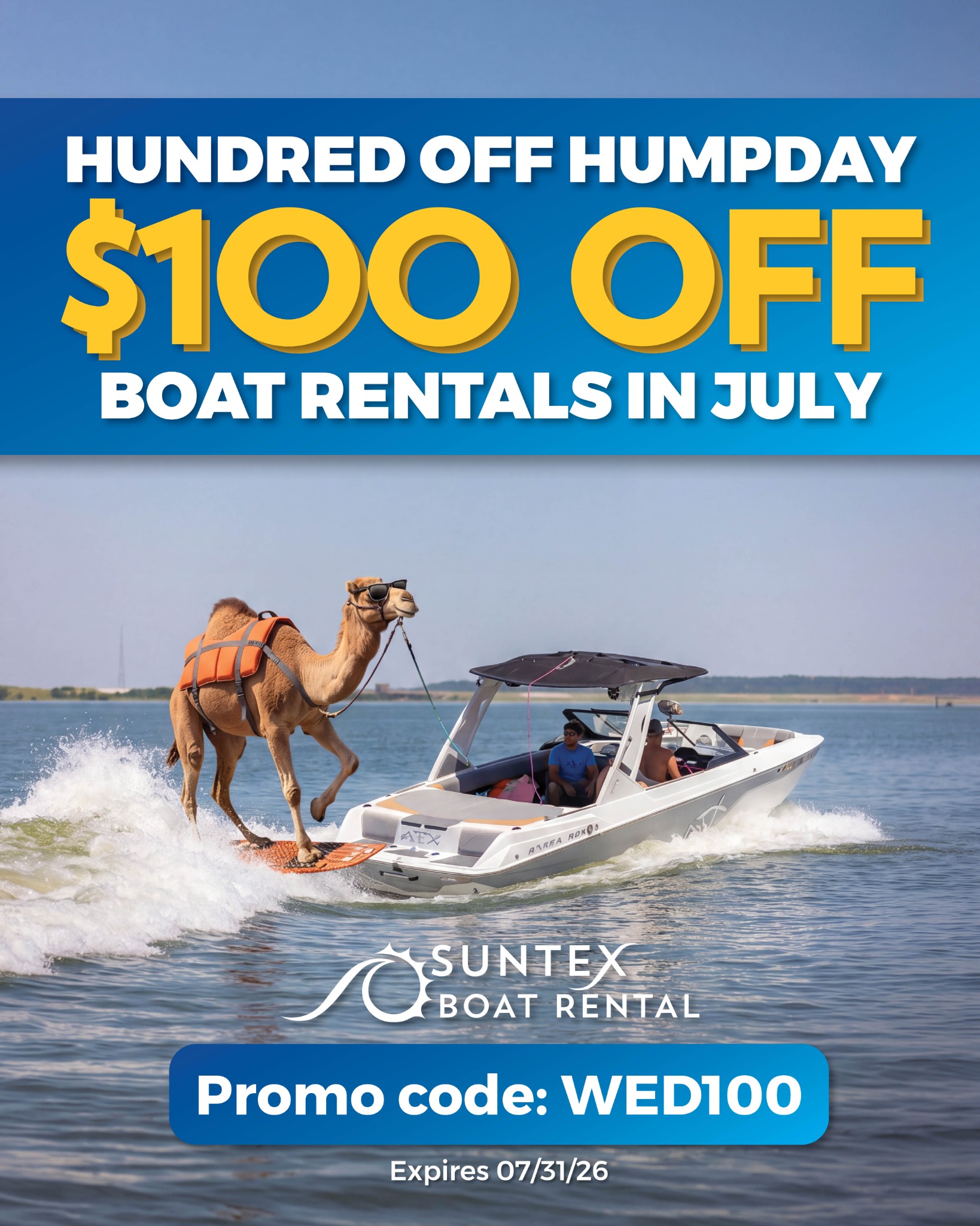 Marina Jack Yacht Basin Facebook ad: $100 OFF Boat Rentals
