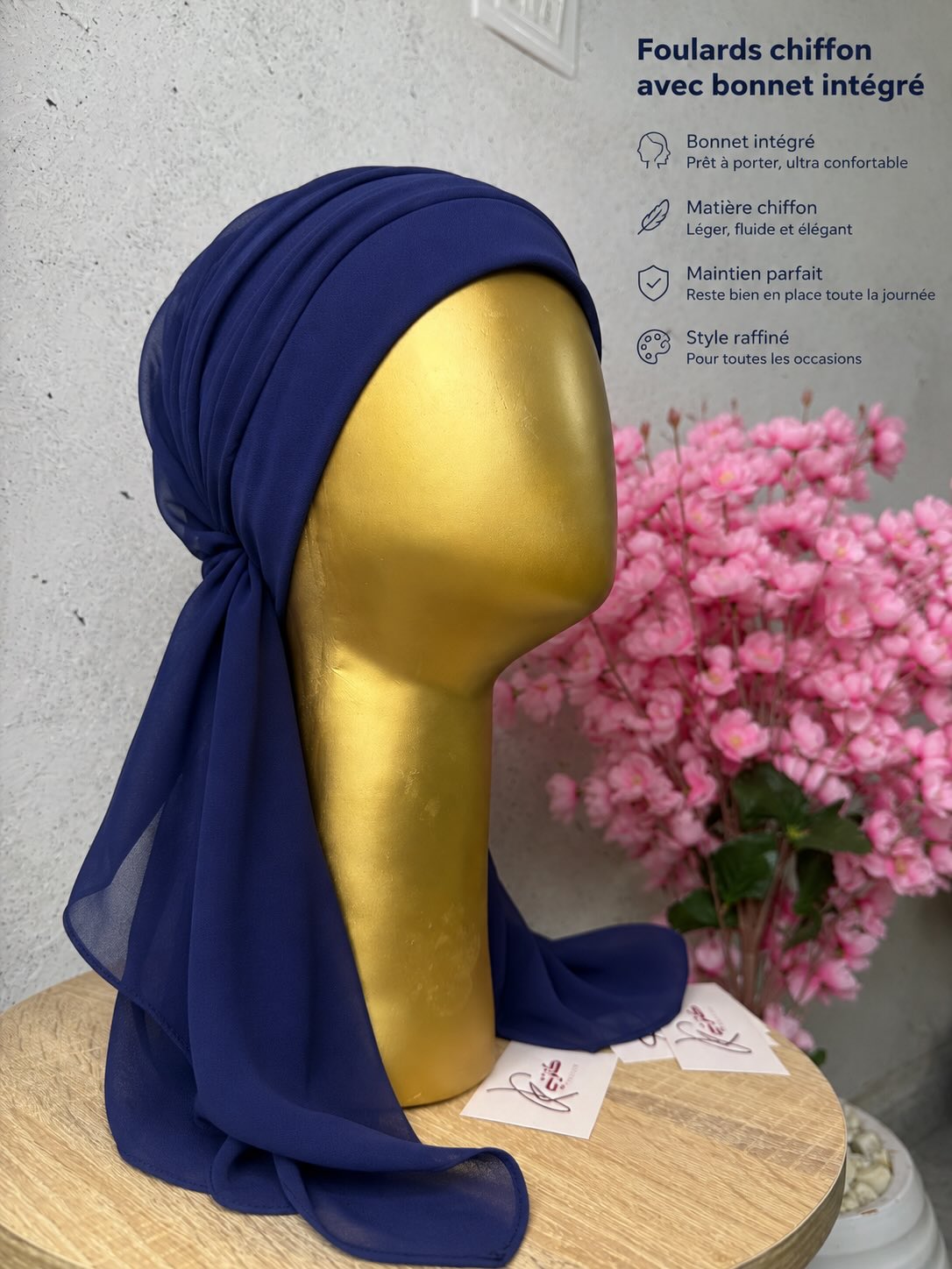 Kenzaty fashion Facebook ad: Foulards chiffon avec bonnet intégré