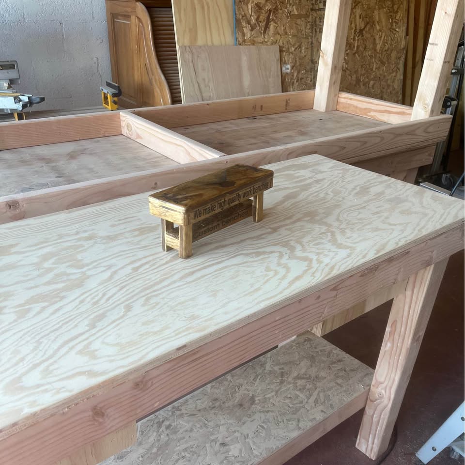Jim Wall Facebook ad: Custom Benches EXTRA Heavy Duty using Premium wood. ALWAYS…