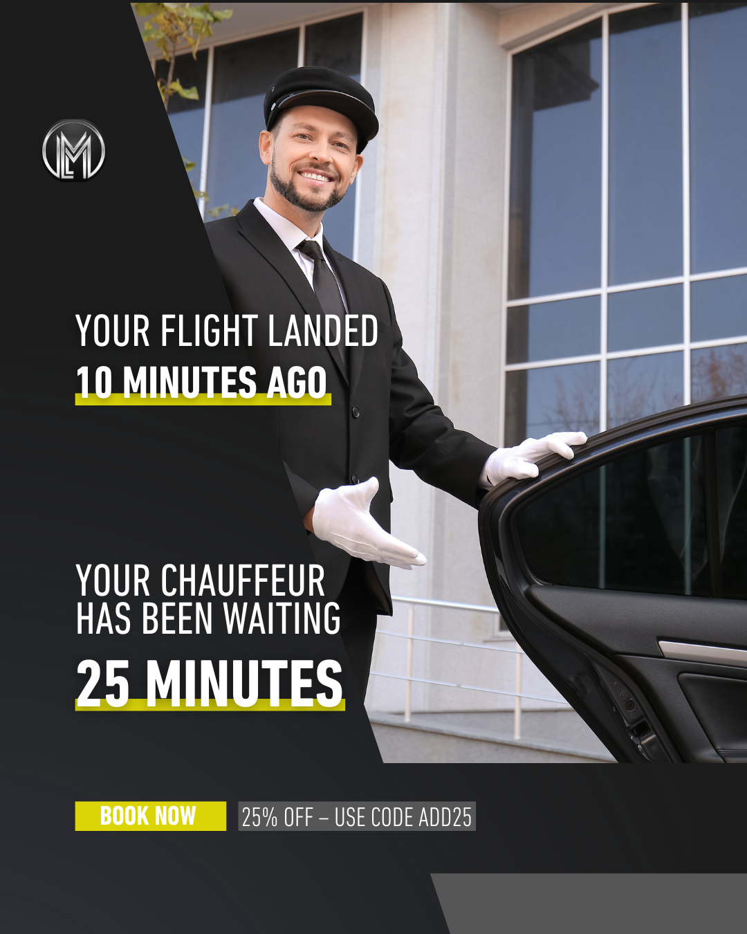 Meridian Limo Facebook ad: Use code ADD25 for 25% OFF