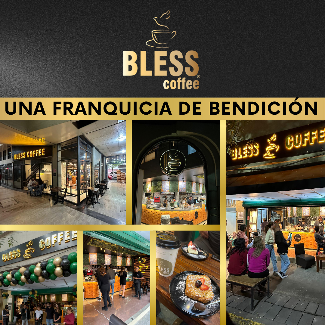 Bless Coffee Facebook ad: ADQUIERE TU FRANQUICIA EXITOSA