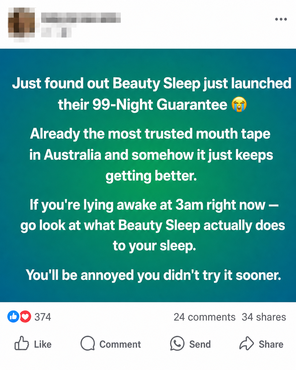 Beauty Sleep Facebook ad