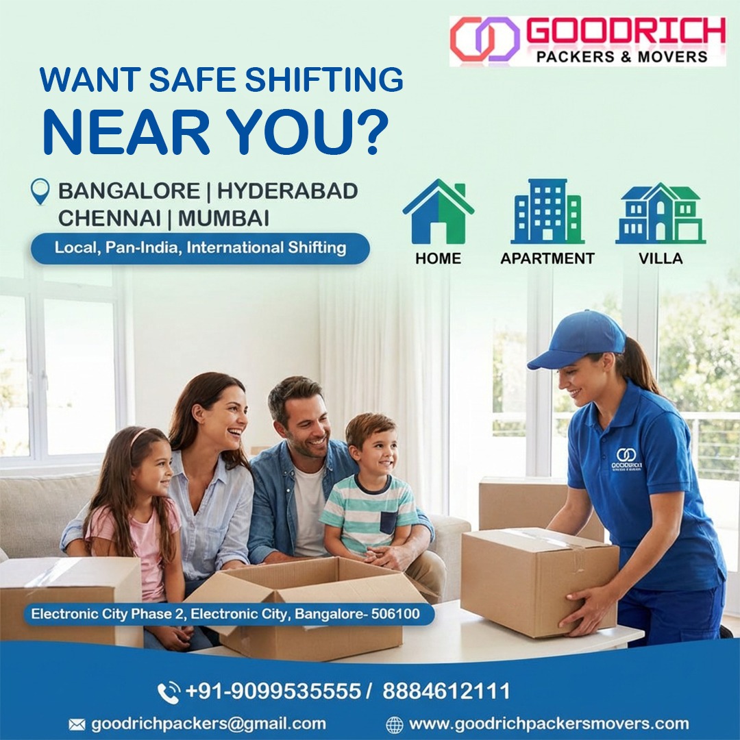 Goodrich Movers Bangalore Facebook ad: Same-Day Shifting Available - Book Fast!