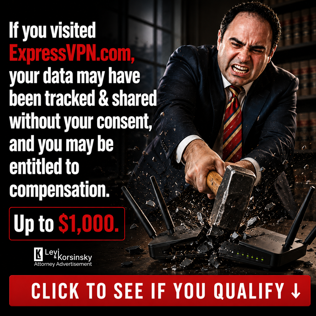 Levi & Korsinsky, LLP Facebook ad