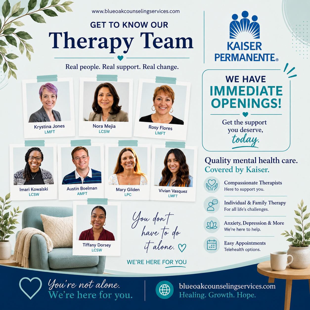 Blue Oak Counseling Services Facebook ad: Online Therapy for Adults & Teens in California | Blue Oak…