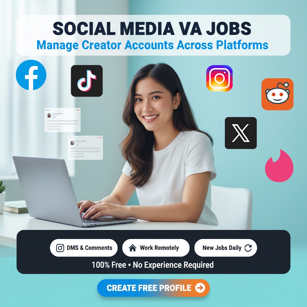 Remote Jobs Daily Facebook ad: Social Media VA Jobs for Creators