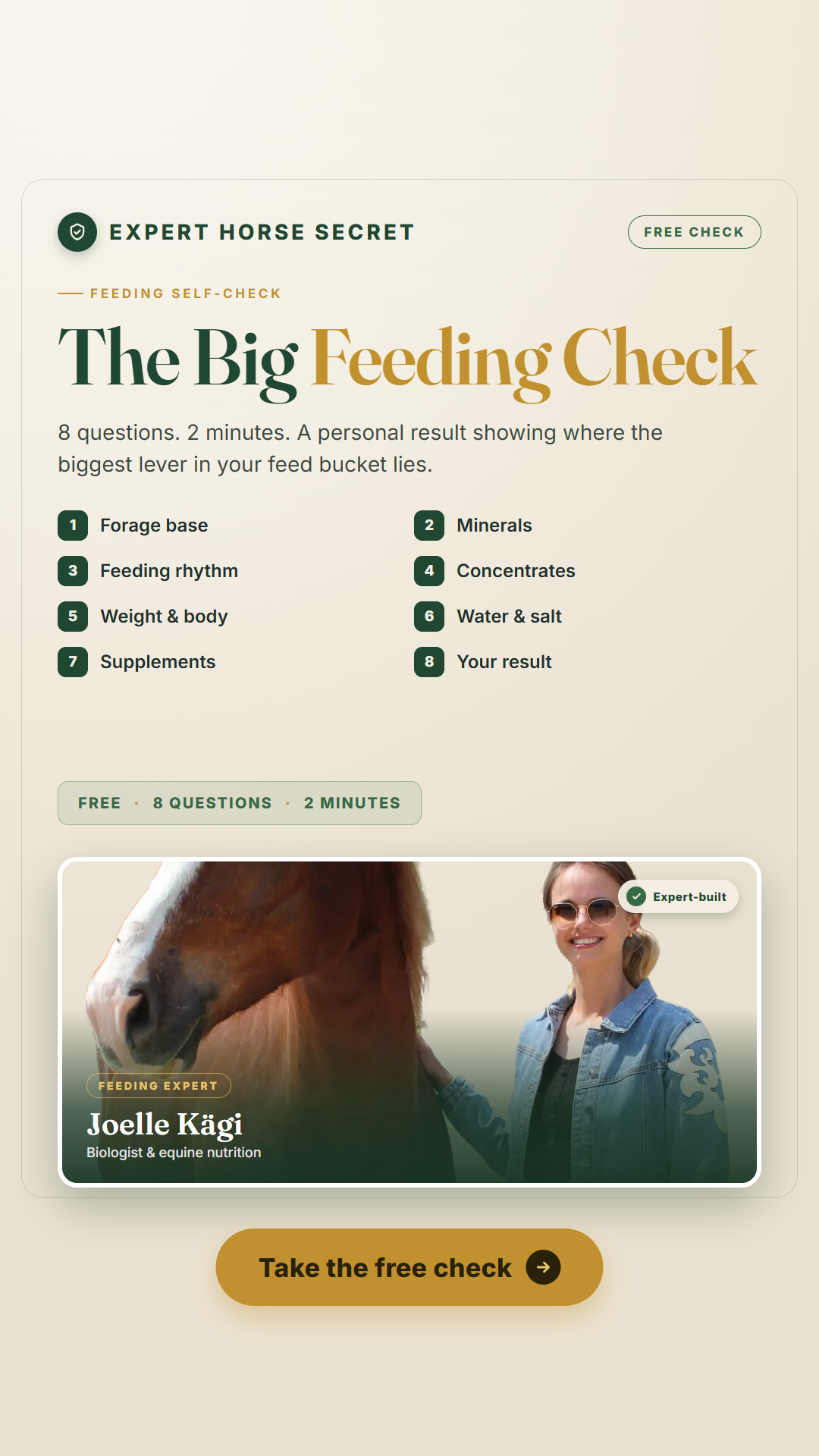 Expert Horse Secret Facebook ad: 8 questions · 2 minutes · free result