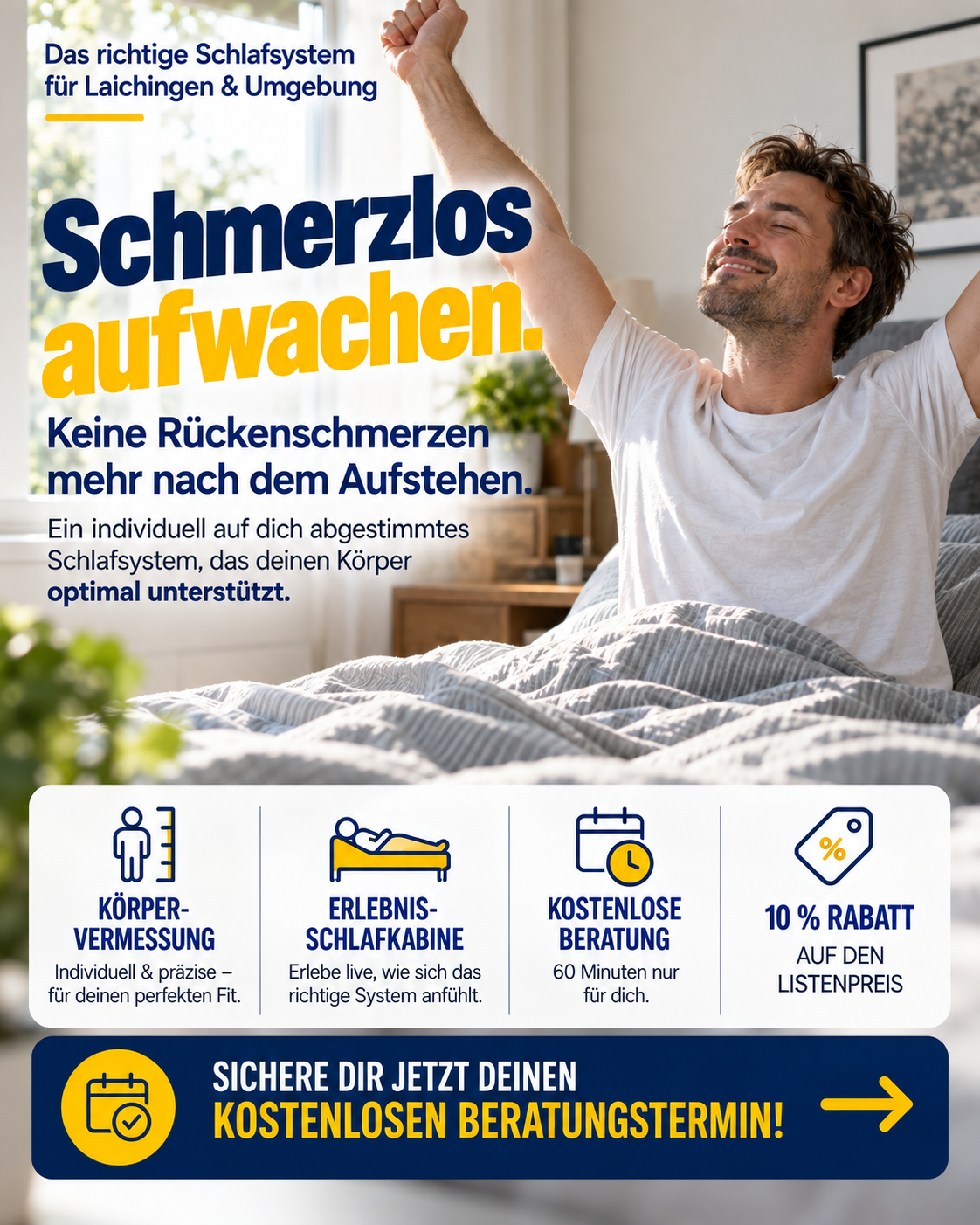 Betten-Striebel Laichingen Facebook ad: Rückenschmerzen trotz Schlaf?