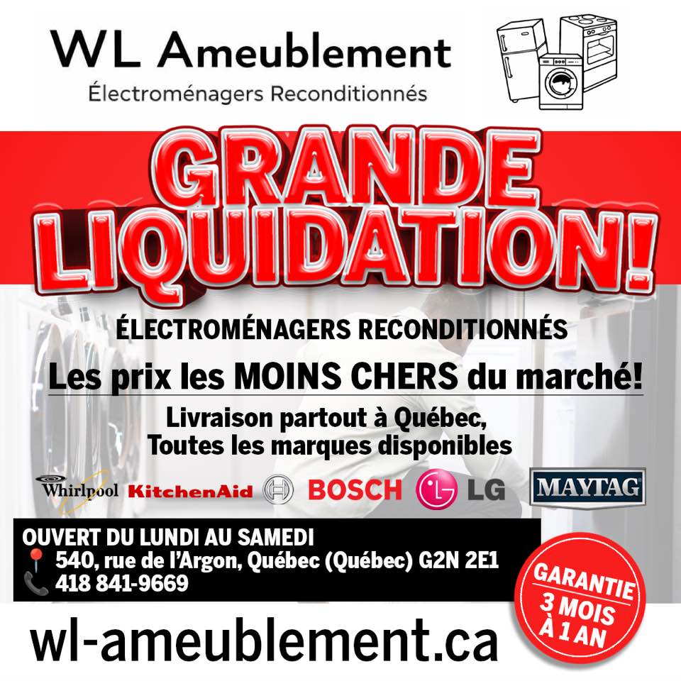 WL Ameublement Électroménagers Usagés à Québec Facebook ad