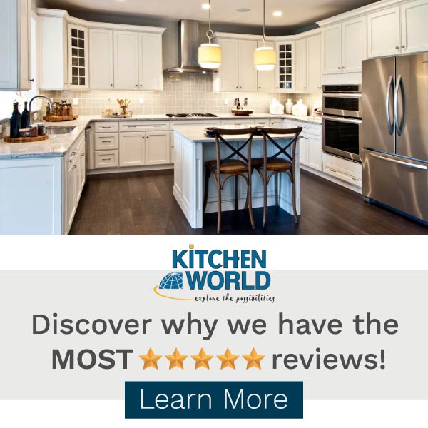 Kitchen World Facebook ad: At Kitchen World quality and service costs less!