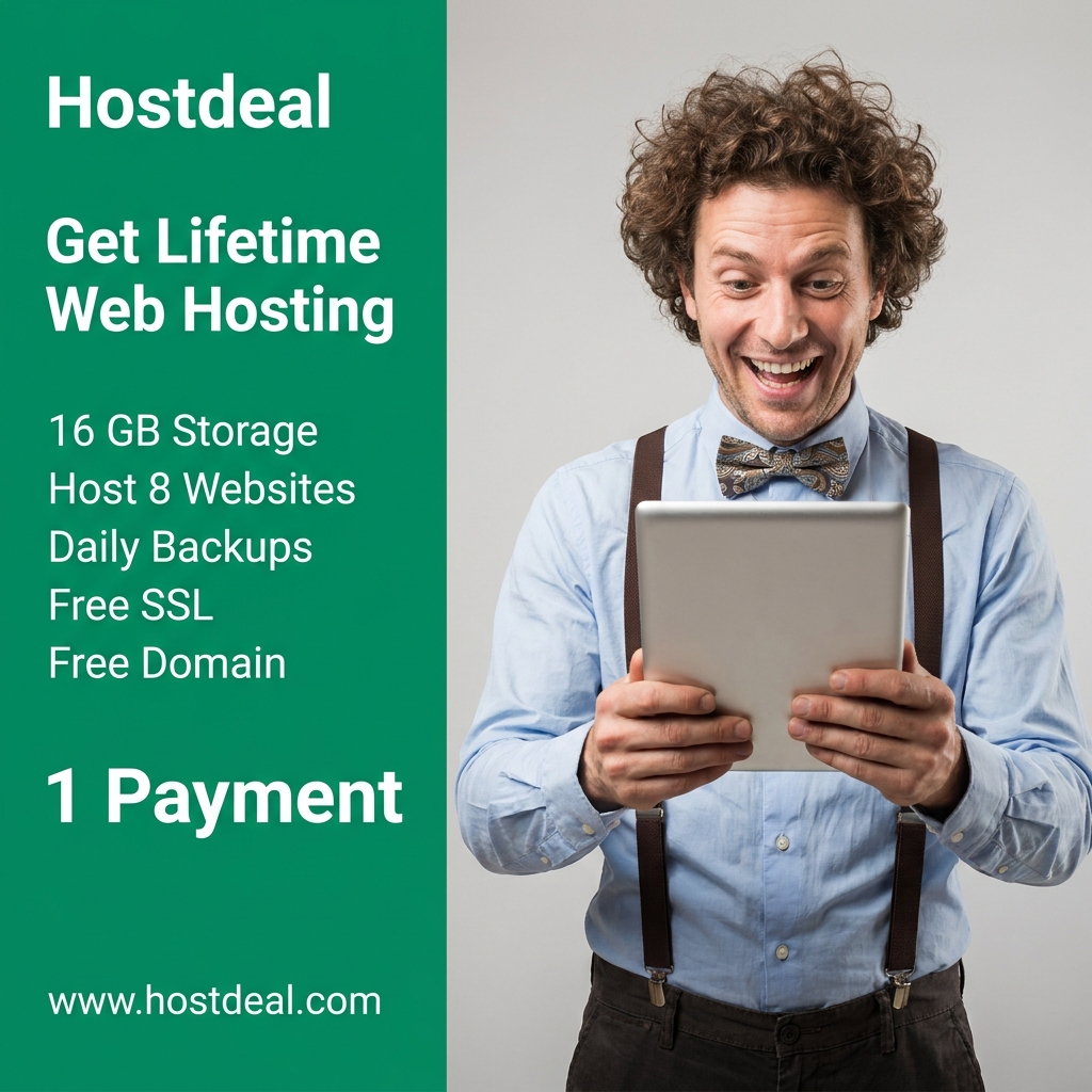 Hostdeal Facebook ad: Lifetime Hosting. One Payment.