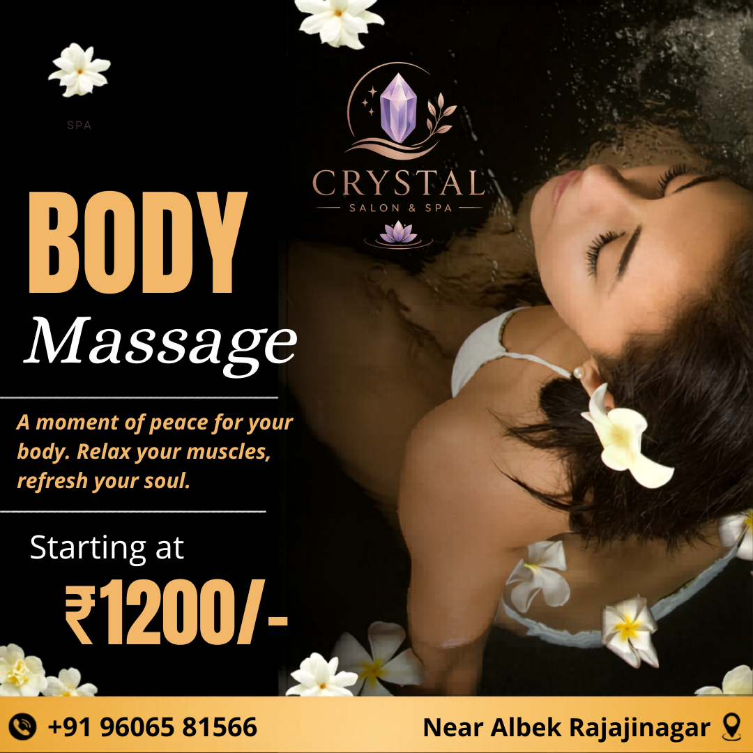 Crystal Salon & Spa Facebook ad: Relaxing Body Massage ₹1200