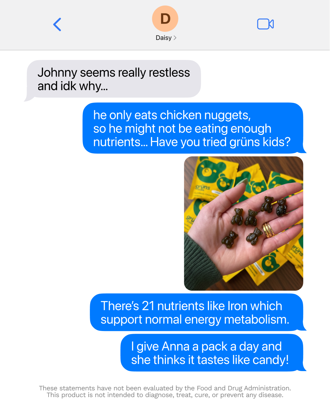 Grüns Kids Facebook ad