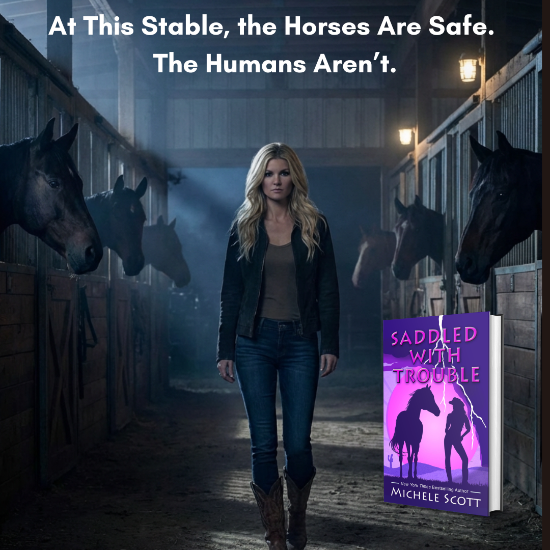 Michele Scott (A.K. Alexander) Facebook ad: At This Stable, the Horses Are Safe. The Humans Aren’t.