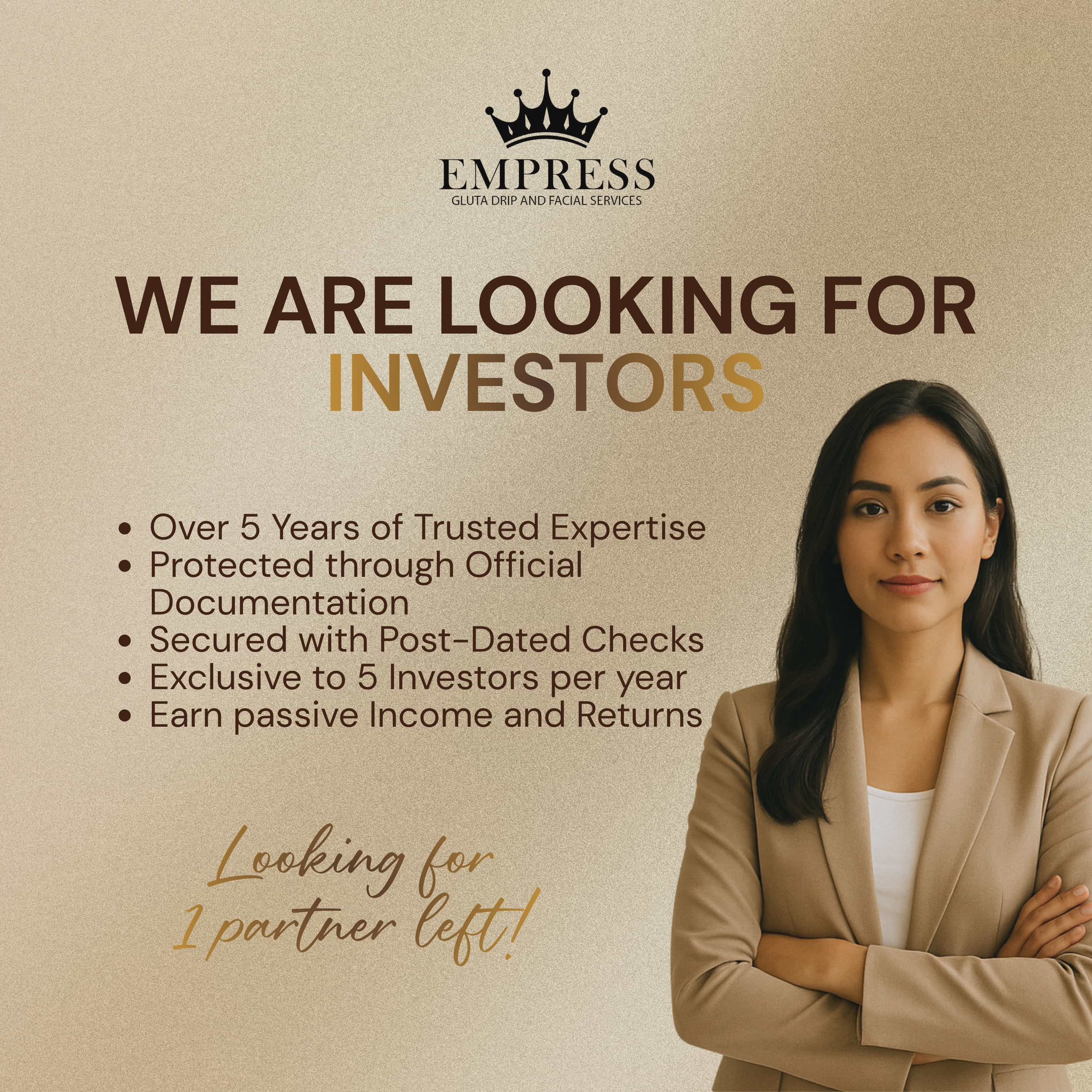 Empress Beauty Lounge Franchise PAGE Facebook ad: Now Open for Investors, Limited Slots Only!