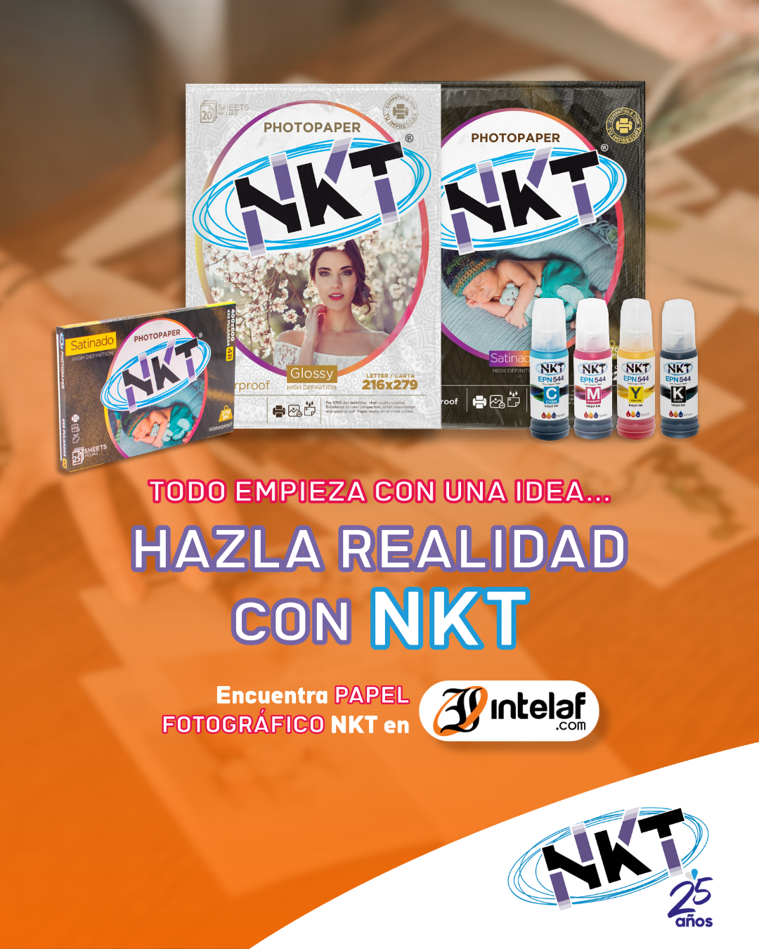 Nktproductsgt Facebook ad: Papel Fotográfico y Tintas NKT