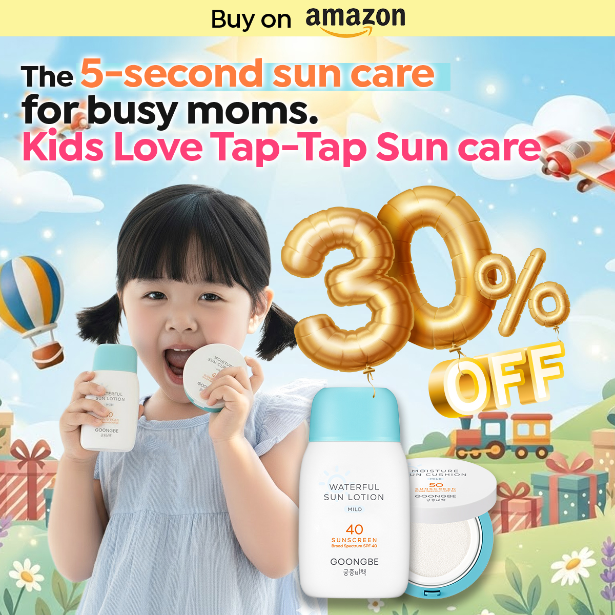Goongbe Facebook ad: The 5-Seconds Sun Care for Busy Moms