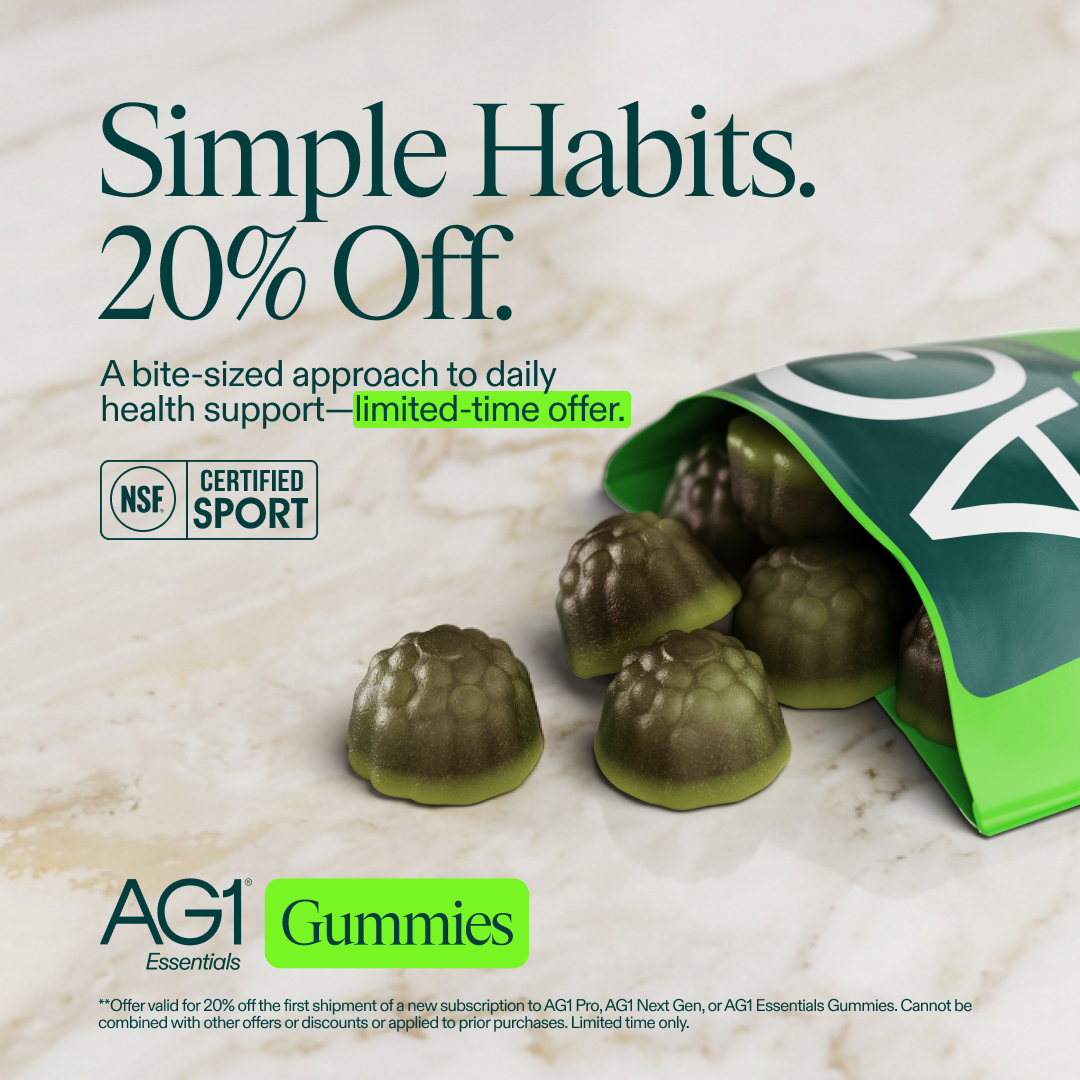 AG1 by Athletic Greens Facebook ad: Daily nutrition doesn't get easier than this.