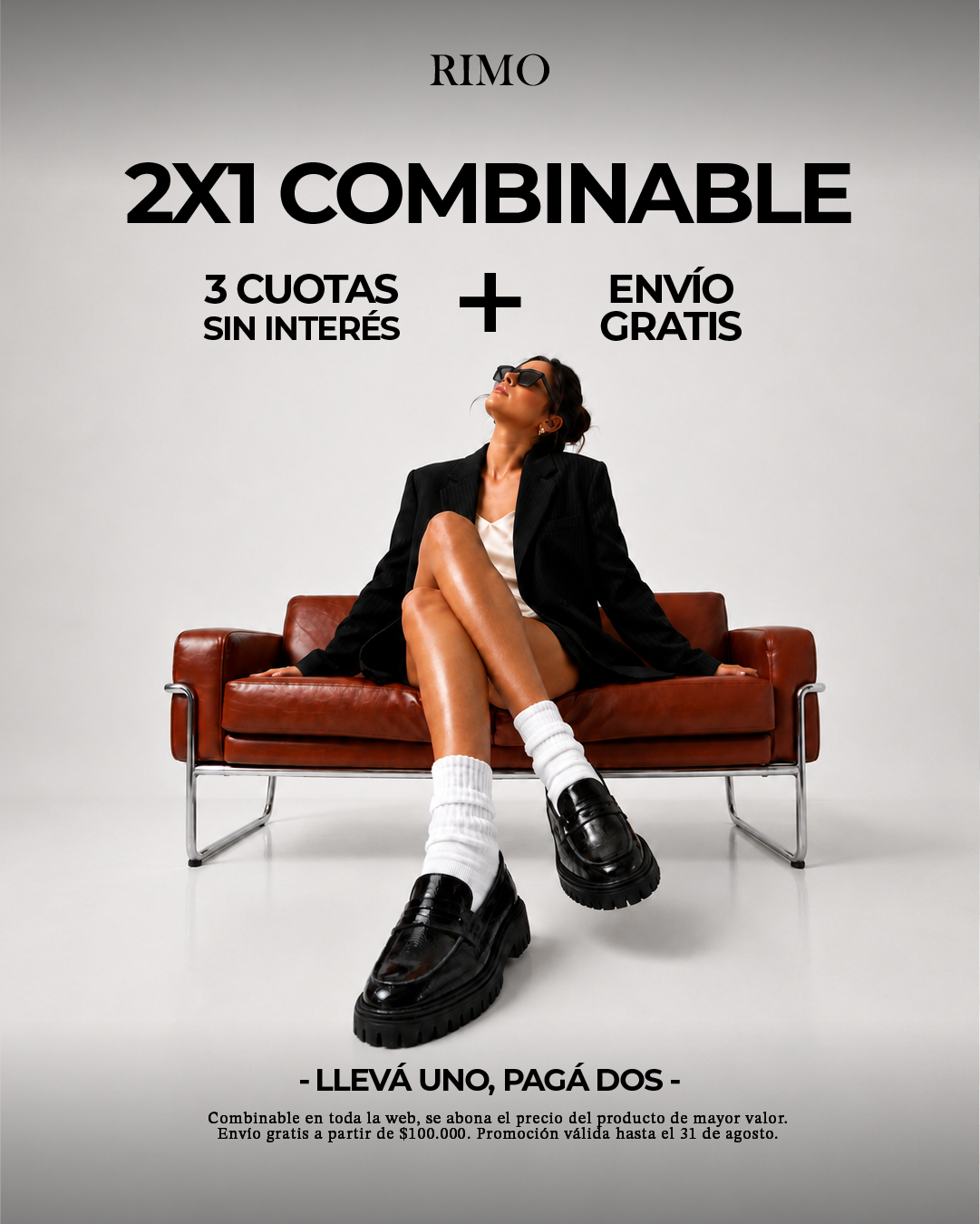 RIMO Calzados Facebook ad: 2x1 Combinable + 3 Cuotas SIN INTERES!