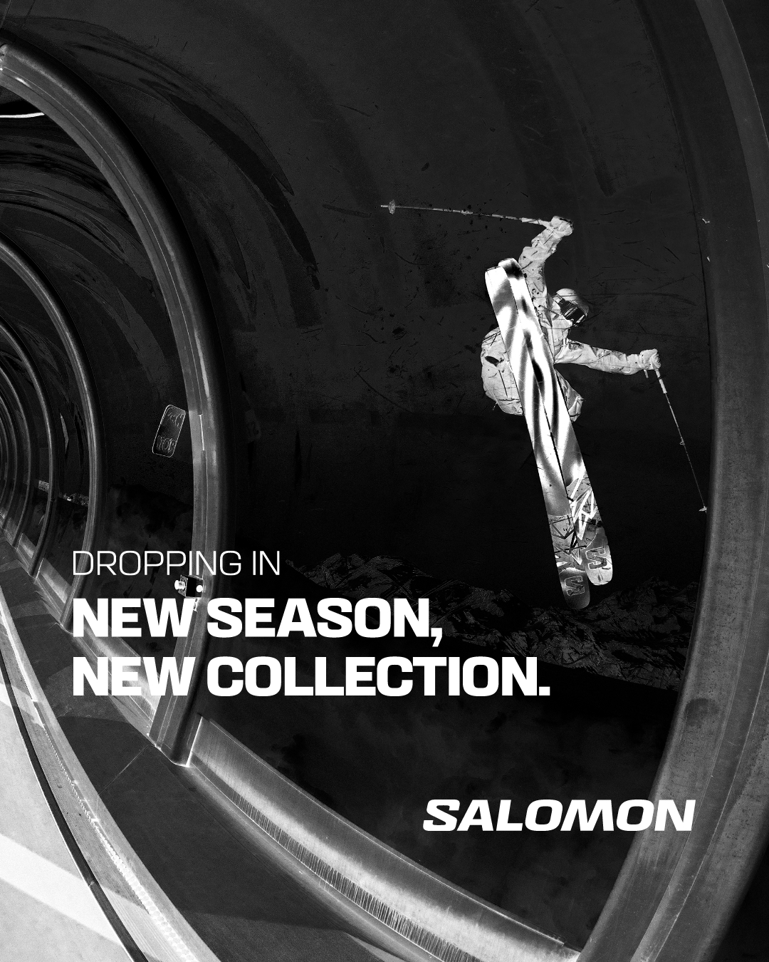Salomon Freeski Facebook ad: Dropping In. New Season, New Collection.