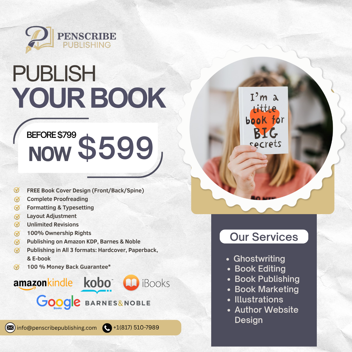 Penscribe Publishing Facebook ad: Publish Your Book From $599