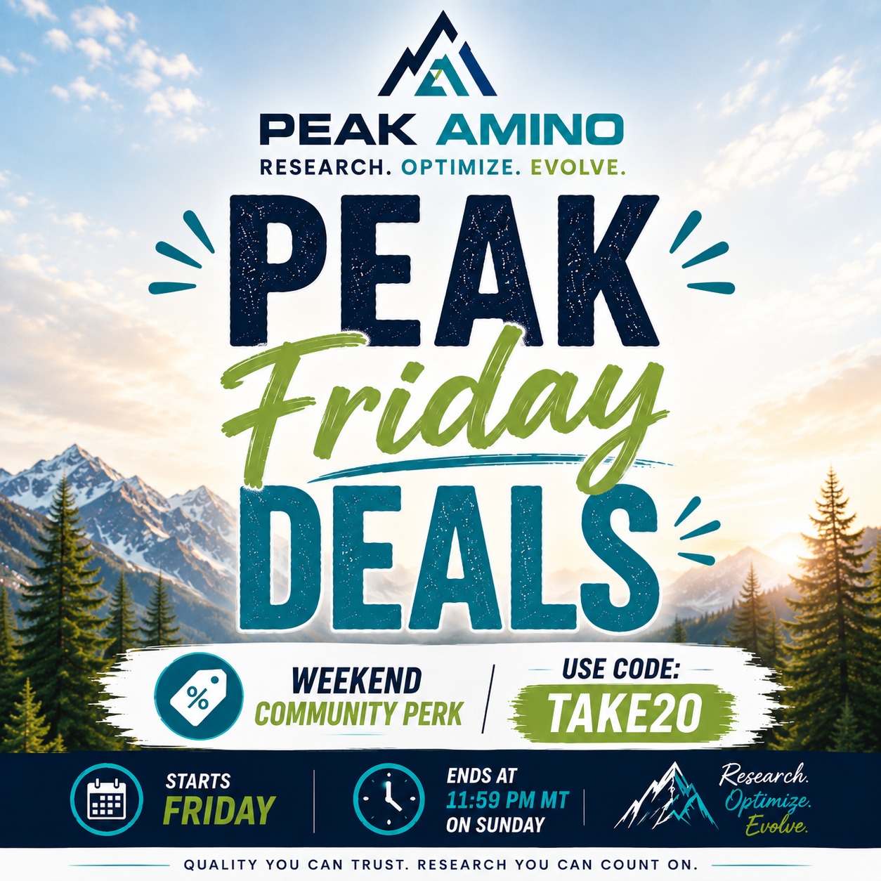 Peak Amino Facebook ad: Don't miss out on our Peak Friday Deal!