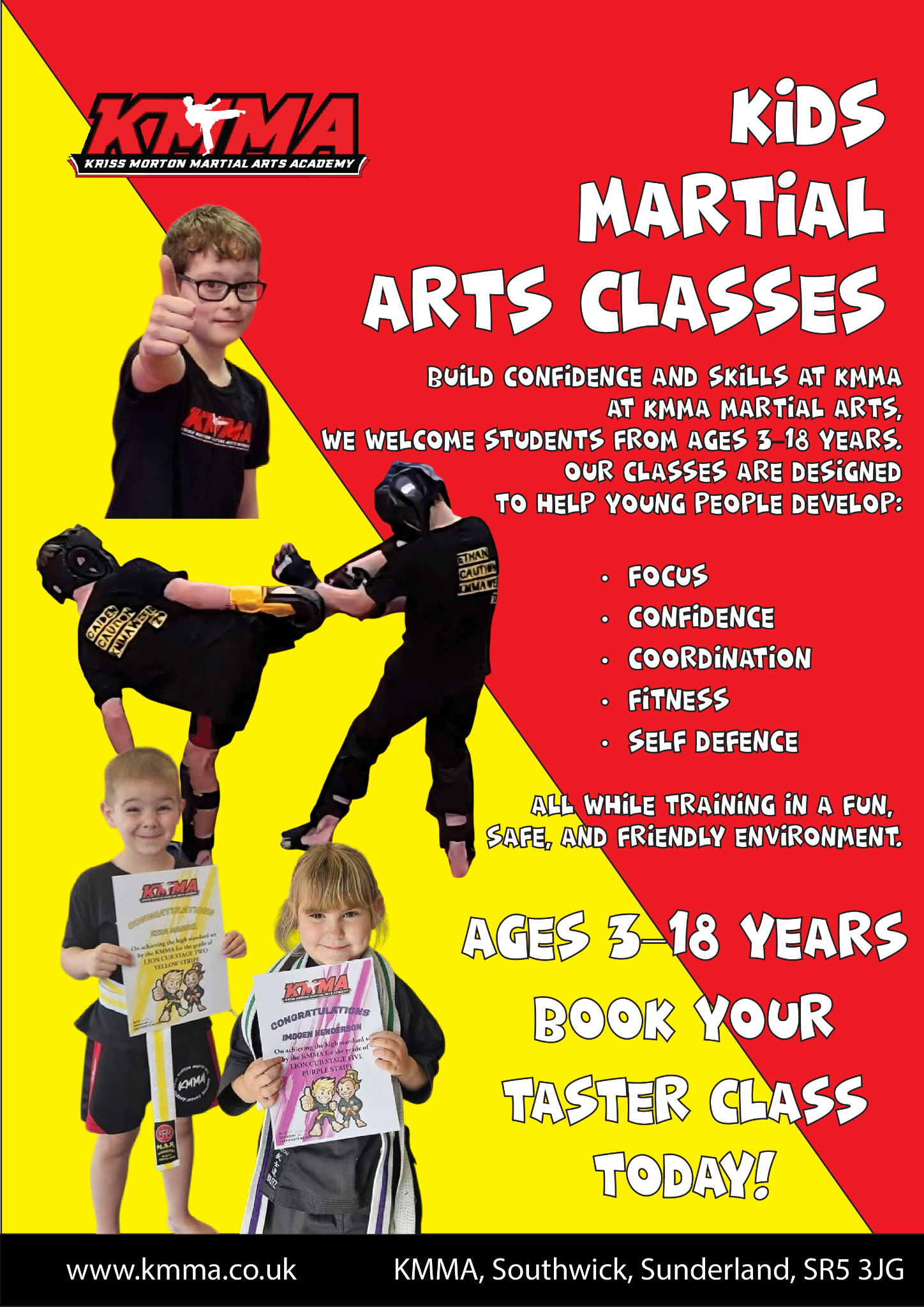 KM Martial Arts Academy Facebook ad: Book your TASTER CLASS TODAY!