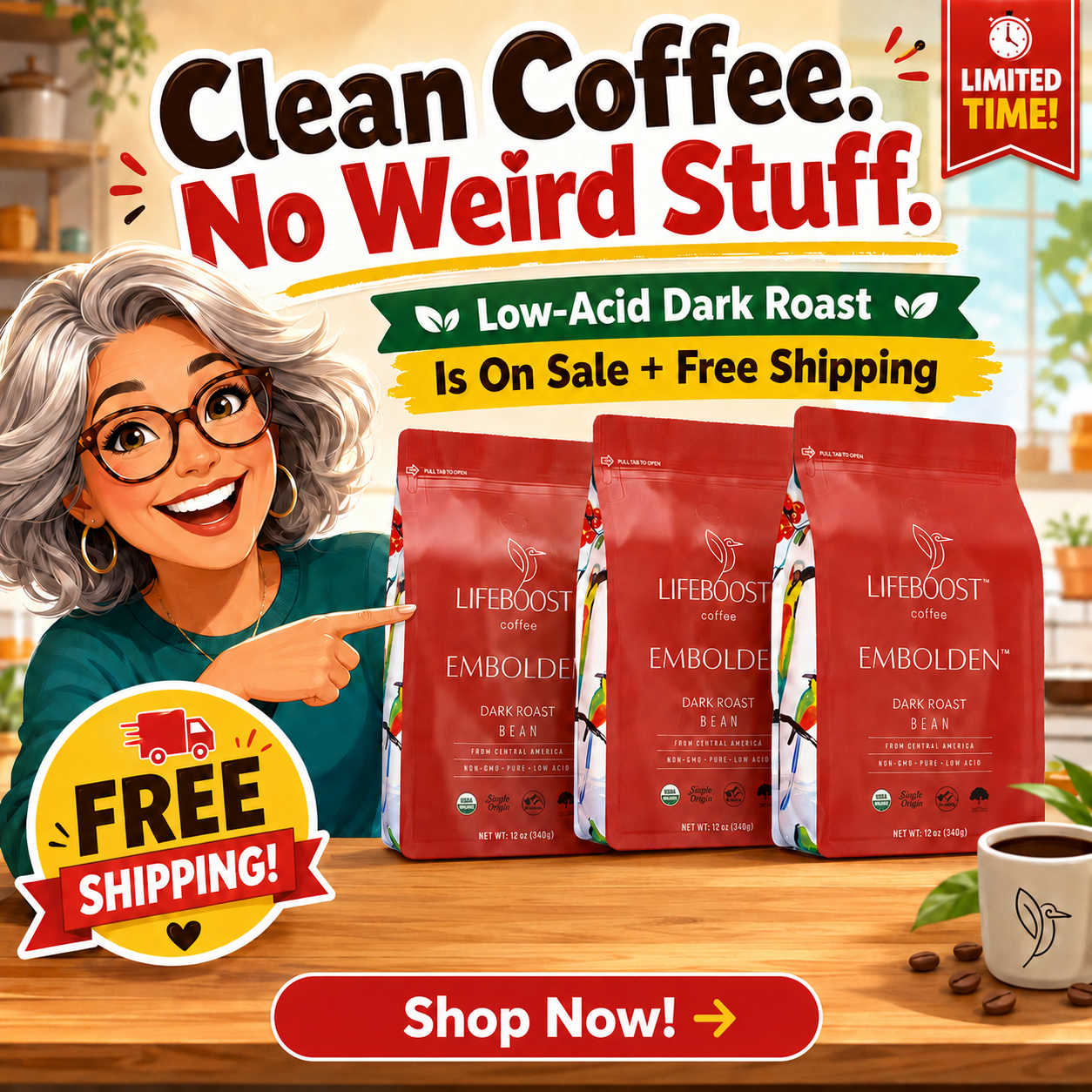 Lifeboost Coffee Facebook ad