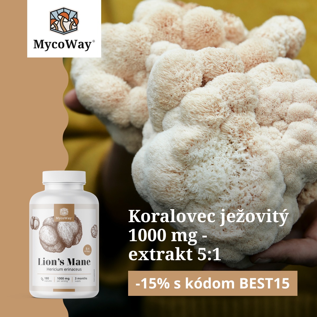 MycoWay.sk Facebook ad: 15% zľava: Kód BEST15