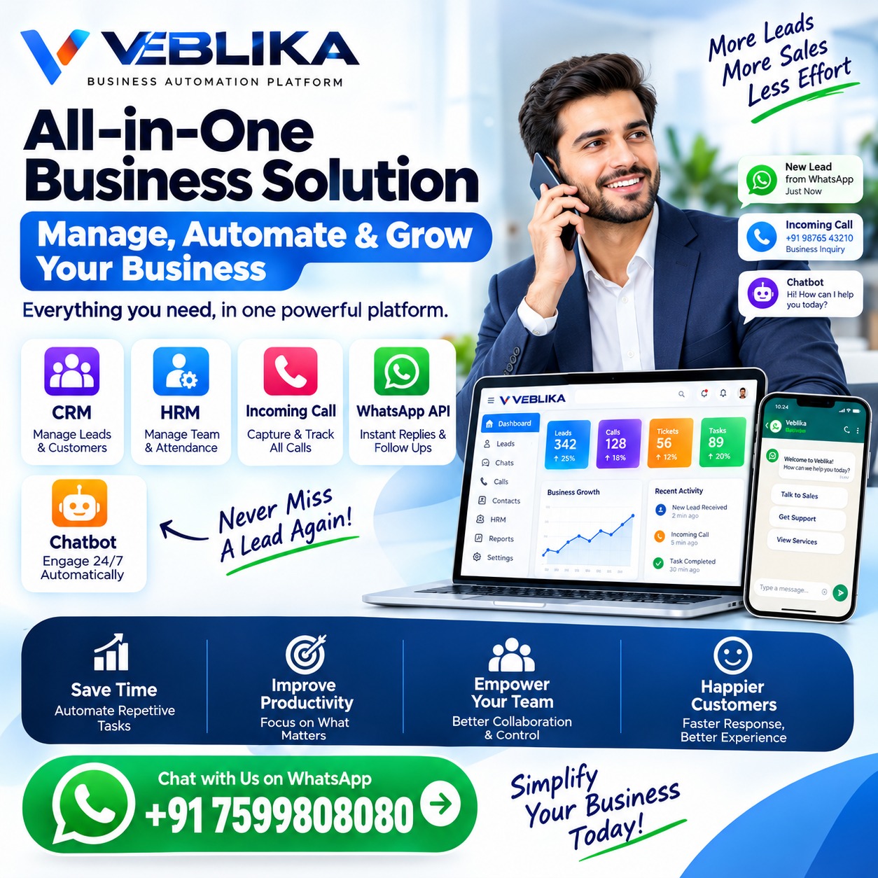Veblika Facebook ad: Automate WhatsApp with Veblika