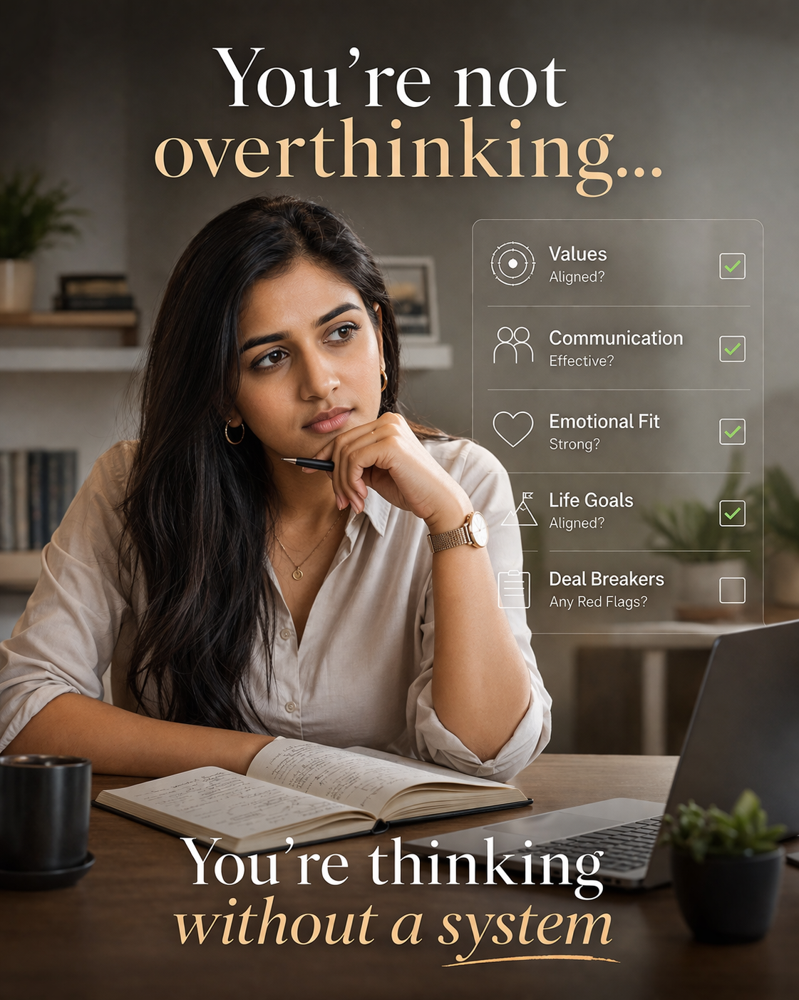 Arranged Marriage Dealbreaker Framework Facebook ad: You’re not overthinking. You’re thinking about the wrong…